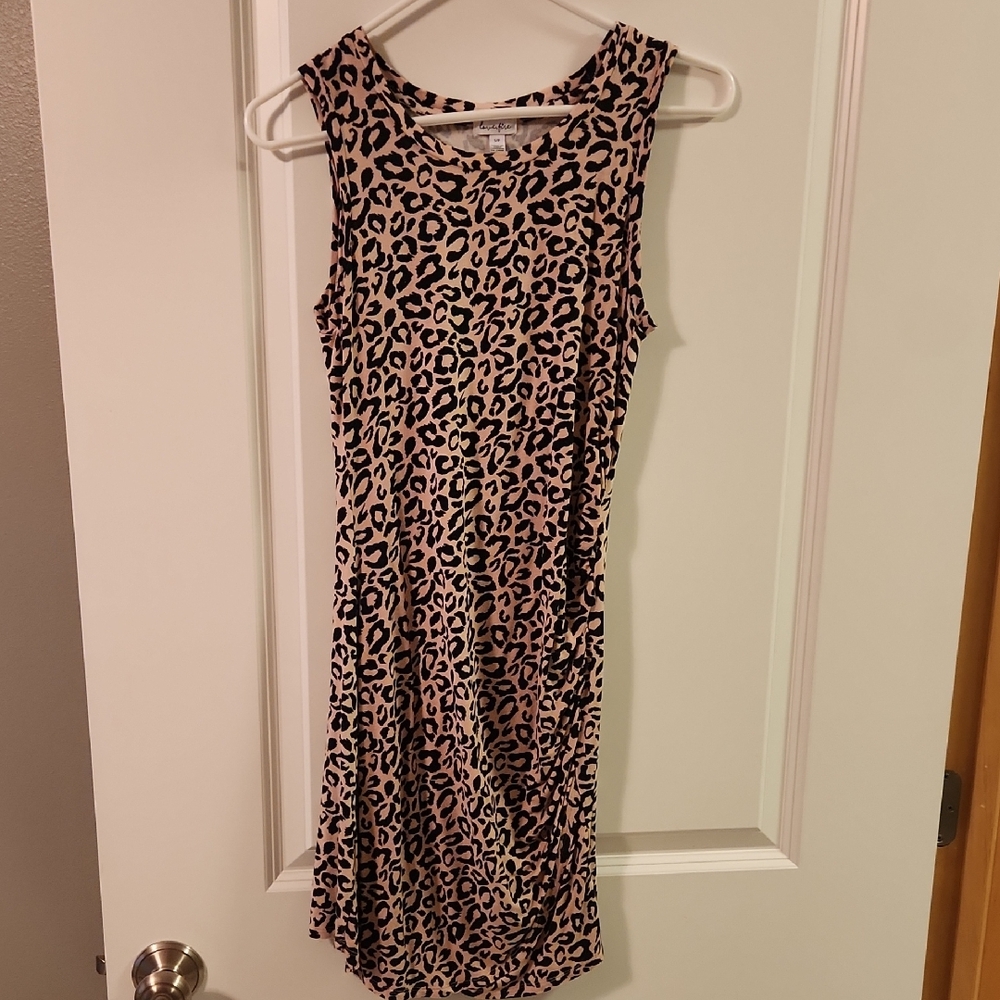 love, Fire Black and Cream Leopard Midi Dress